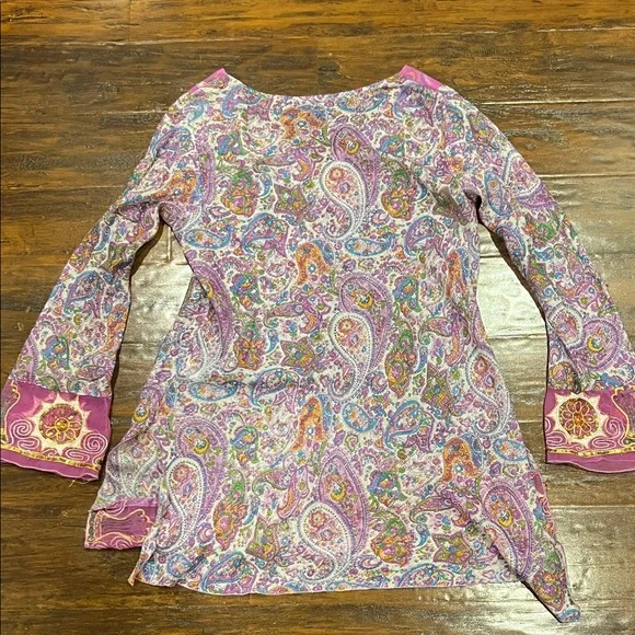 Made in Nepal 100% Cotton Colorful Paisley Short Kurta Tunic Size L/XL - Picture 11 of 11